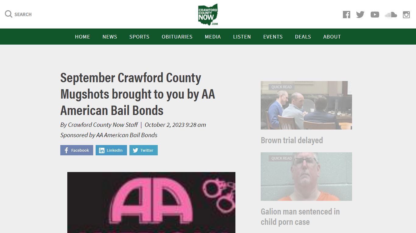 September Crawford County Mugshots brought to you by AA American Bail ...